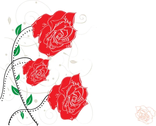 エレガントなレトロな抽象的な花柄のデザイン 赤白のバラの花でビンテージの招待状 ベクトル図 — ストックベクタ