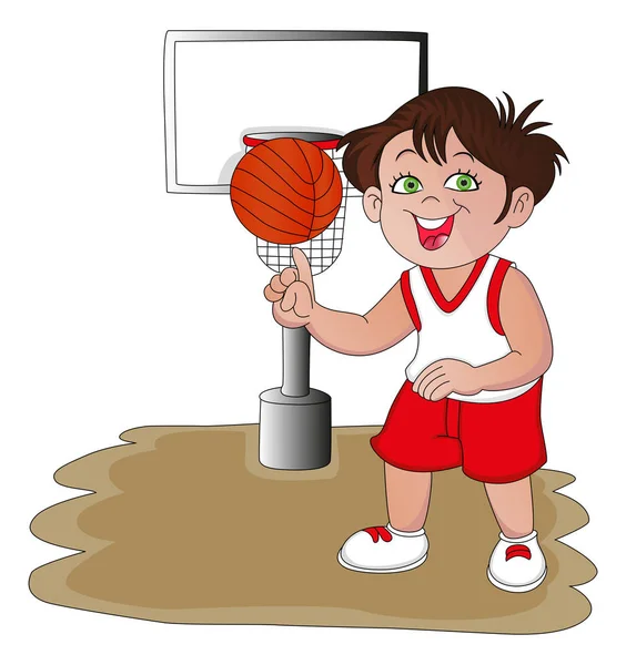 Illustration Vectorielle Joueur Basket Confiant Tournant Balle — Image vectorielle