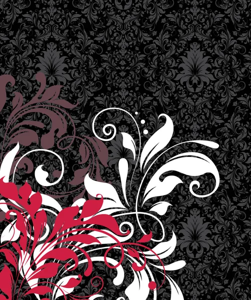 Винтажная Пригласительная Открытка Элегантным Цветочным Дизайном Тусклыми Красно Белыми Цветами — стоковый вектор