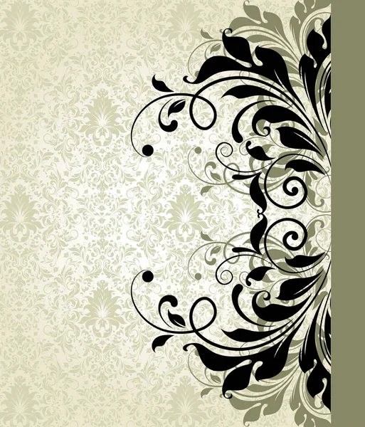 Винтажный Пригласительный Билет Элегантным Цветочным Дизайном Черно Камуфляжными Зелеными Цветами — стоковый вектор