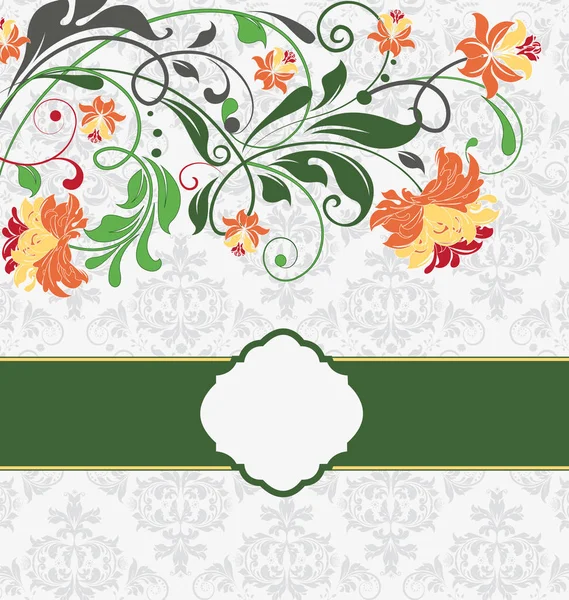 Tarjeta Invitación Vintage Con Elegante Diseño Floral Retro Abstracto Adornado — Vector de stock