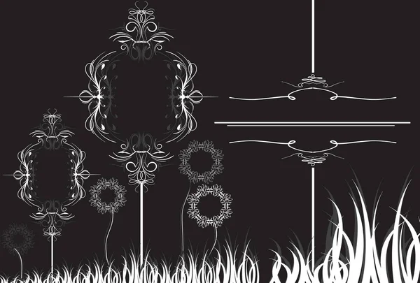 Вінтажна Листівка Запрошення Витонченим Ретро Абстрактним Квітковим Дизайном Сірим Білим — стоковий вектор