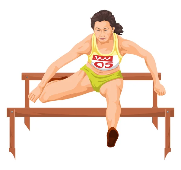 Vektor Illustration Von Frauen Beim Hürdenlauf — Stockvektor