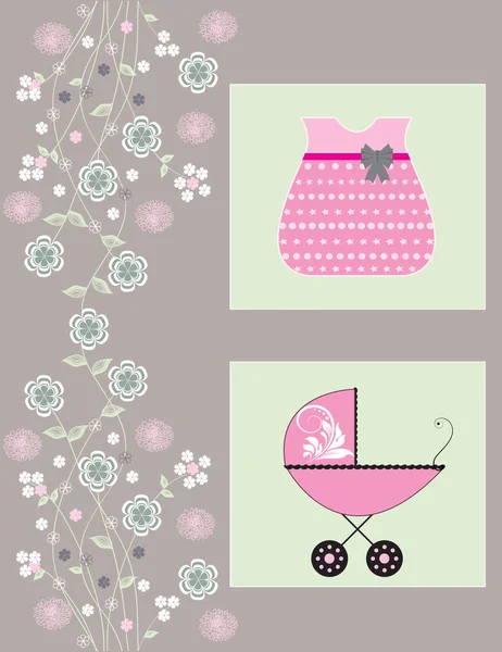 Tarjeta Invitación Vintage Baby Shower Con Elegante Diseño Floral Retro — Vector de stock