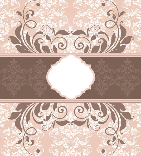 Tarjeta Invitación Vintage Con Elegante Diseño Floral Abstracto Adornado Gris — Vector de stock