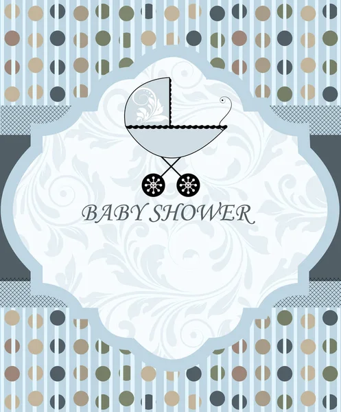 Set Quattro Biglietti Invito Vintage Baby Shower Con Decorato Elegante — Vettoriale Stock