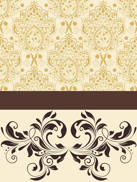 Vintage Invitation Card Ornate Elegant Abstract Floral Design Brown Pale — Stock Vector