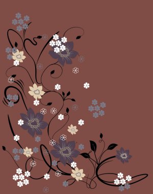 Süslü, zarif, soyut çiçek desenli bir davetiye kartı. Vektör illüstrasyonu.