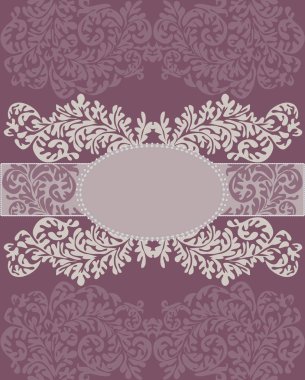 Süslü, zarif, soyut çiçek desenli bir davetiye kartı. Vektör illüstrasyonu.