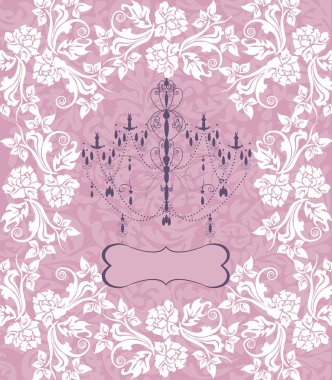 Süslü, zarif, soyut çiçek desenli bir davetiye kartı. Vektör illüstrasyonu.