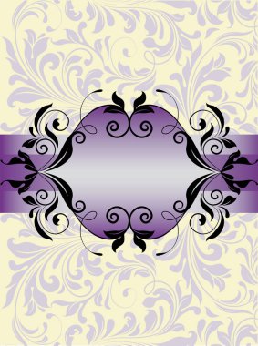 Süslü, zarif, soyut çiçek desenli bir davetiye kartı. Vektör illüstrasyonu.