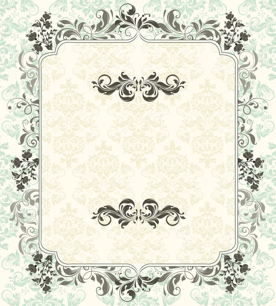 Vintage Uitnodigingskaart Met Een Sierlijke Elegant Abstract Floral Design Grijs — Stockvector