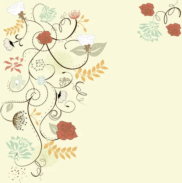 Vintage Uitnodigingskaart Met Sierlijke Elegante Retro Abstract Bloemdessin Vectorillustratie — Stockvector