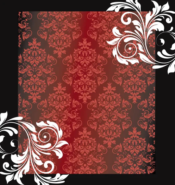 Vintage Einladungskarte Mit Kunstvollen Eleganten Abstrakten Blumenmustern Roten Und Weißen — Stockvektor