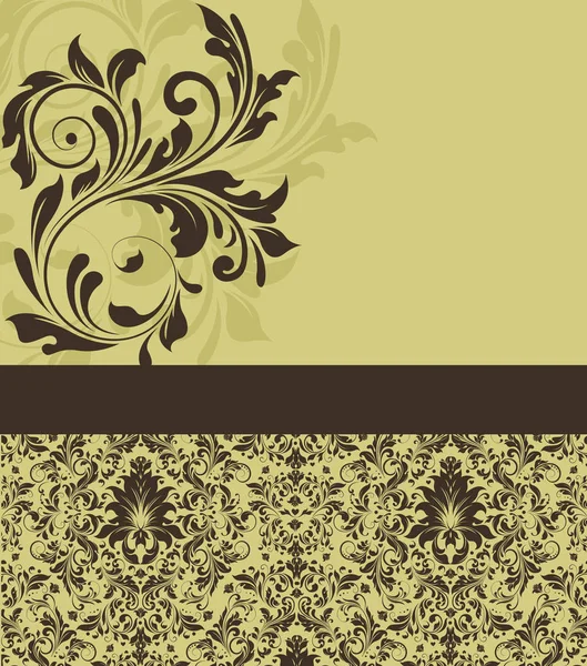 Винтажный Пригласительный Билет Элегантным Ретро Цветочным Дизайном Векторная Иллюстрация — стоковый вектор