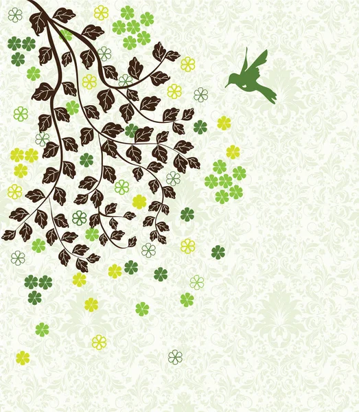 Carte Invitation Vintage Avec Motif Floral Abstrait Orné Élégant Arbre — Image vectorielle