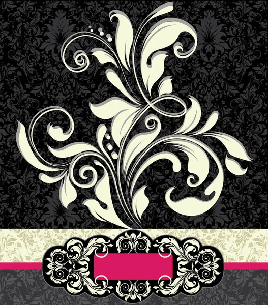 Carte Invitation Vintage Avec Motif Floral Rétro Élégant Décoré Illustration — Image vectorielle