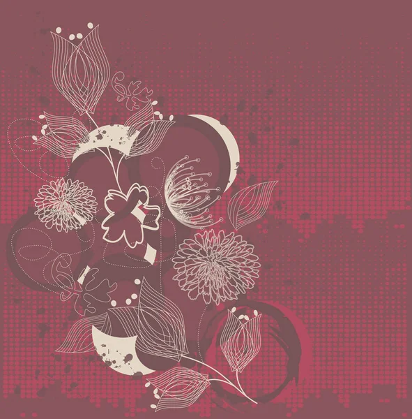 Grunge Fondo Floral Ilustración Vectorial — Vector de stock