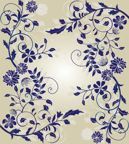 Carte Invitation Vintage Avec Motif Floral Rétro Élégant Décoré Illustration — Image vectorielle
