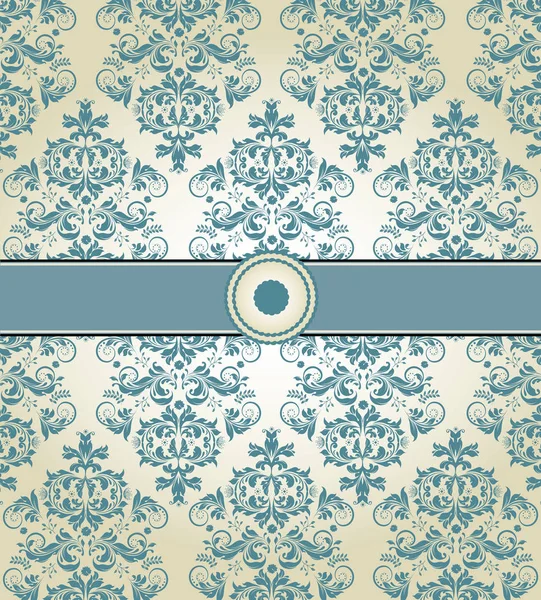 Vintage Invitation Card Ornate Elegant Abstract Floral Design Light Blue — Stock Vector