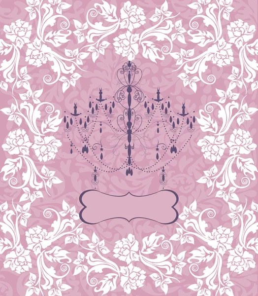 Süslü, zarif, soyut çiçek desenli bir davetiye kartı. Vektör illüstrasyonu.