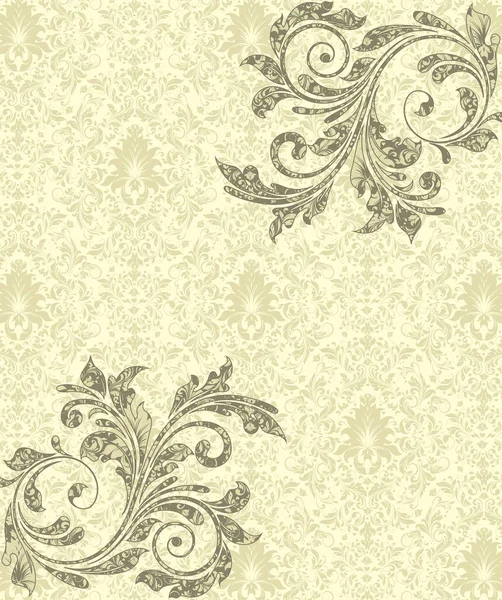 Vintage Uitnodigingskaart Met Sierlijke Elegante Abstract Floral Design Grijze Bloemen — Stockvector