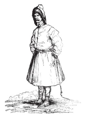 Litvanya, vintage oyma bir kış takımı.