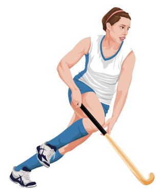 Kadın hokey oyuncusu vektör.