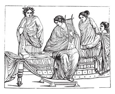 Antika tablolar Pompeii, vintage oyma.