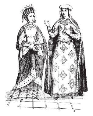 Blanche Kastilya Krallığı ve Provence Margaret, vintage oyma.