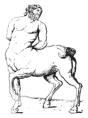 Centaur, vintage illüstrasyon kazınmış. Sözlük kelimeler ve şeyler - Larive ve Fleury - 1895