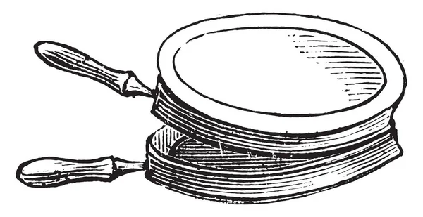 Сковородка Приготовления Отбивных Плите Обед Винтажная Гравированная Иллюстрация — стоковый вектор