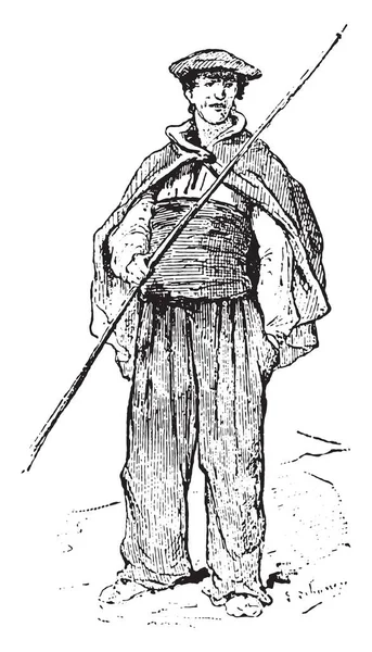 Bask, vintage illüstrasyon kazınmış. Sözlük kelimeler ve şeyler - Larive ve Fleury - 1895