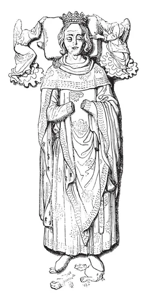 Standbeeld geplaatst op het graf van Rollo in de kathedraal van Rouen, vintage e — Stockvector