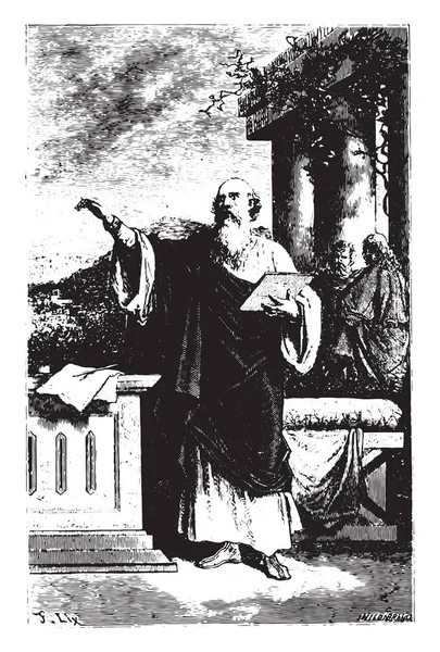 세인트 Irenaeus, 갈리아, 빈티지 engra의 첫 번째 사도 중 하나 — 스톡 벡터