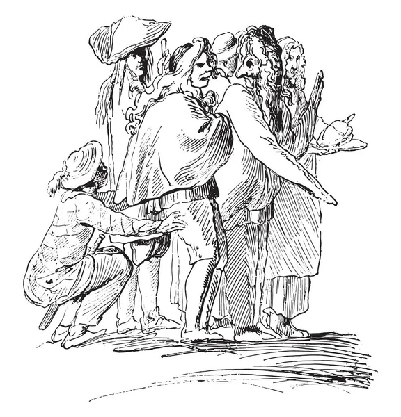 1730 年に Bouchardo によってローマの仮面舞踏会学生のシーン — ストックベクタ
