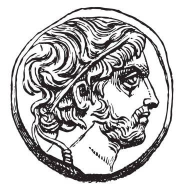 Philip'in Makedonyalı, vintage oyulmuş illüstrasyon Madalyası. Magasin Pittoresque 1869