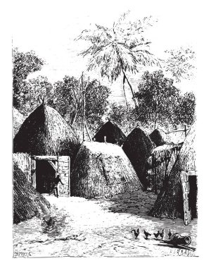 Şehir Kazounde sunar bir sıradışı görünümü, vintage oyulmuş illüstrasyon