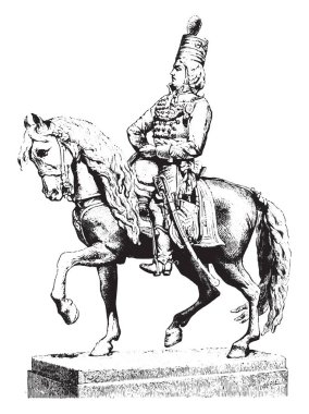 Askeri okulu, vintage engravin adlı Clesinger heykelin Marceau