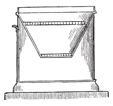 Fırın metal, vintage illüstrasyon kazınmış.