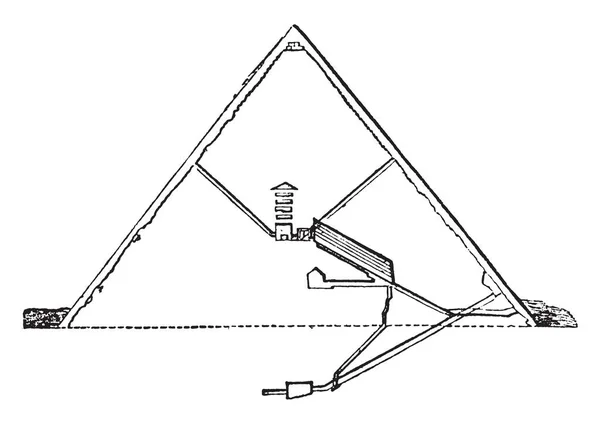 Sezione della Grande Piramide, incisione vintage . — Vettoriale Stock