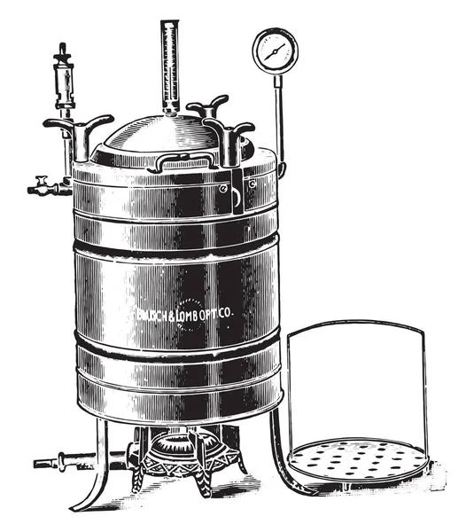 Autoclave o digestor utilizado para esterilizar por vapor bajo presión — Vector de stock