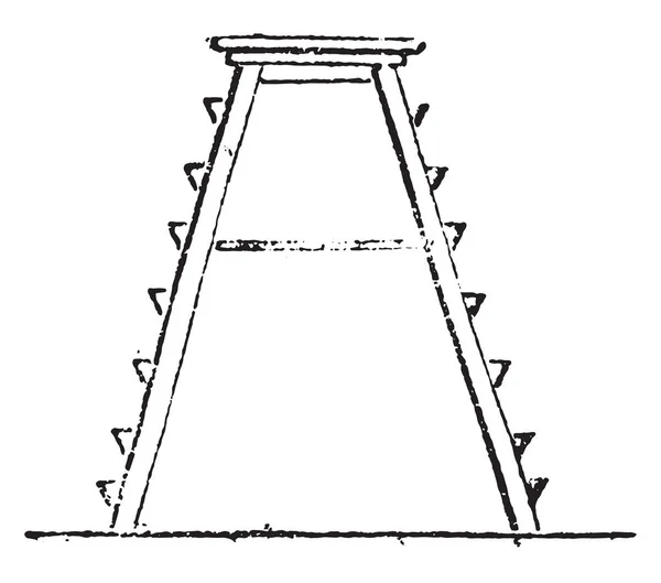 Mat Portico Piano Cancello Tronco Albero Piattaforma Vista Frontale Piatto — Vettoriale Stock