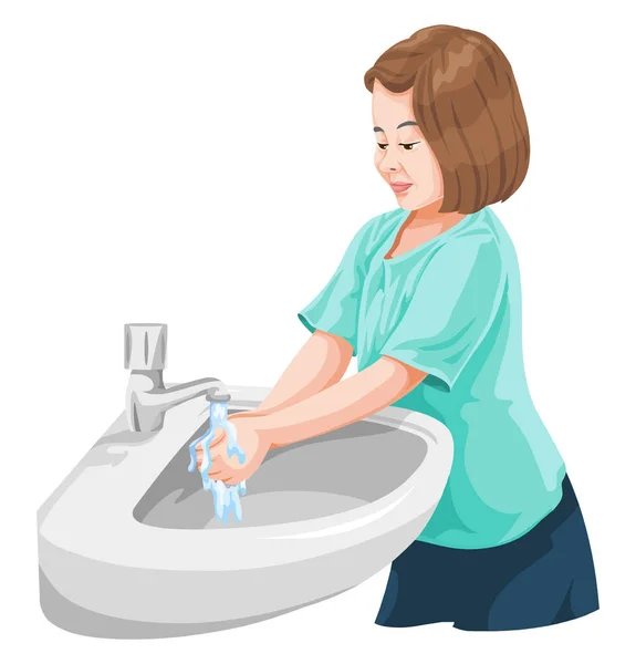 Vector de lavarse las manos en el lavabo . — Vector de stock