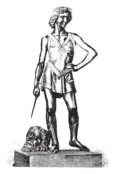 David ganador de Goliat estatua de bronce de Andrea Verrocchio, el — Archivo Imágenes Vectoriales