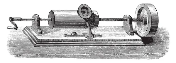 Phonographe Instrument Qui Conserve Reproduit Les Mots Illustration Gravée Vintage — Image vectorielle