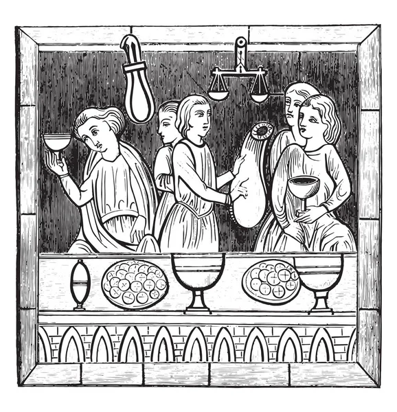 Меняющийся в XIII веке витраж в катетере — стоковый вектор