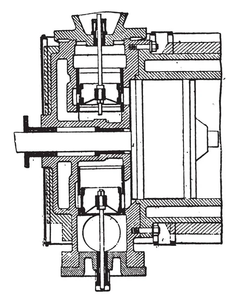 Vannes Pistons Distribution Système Van Den Kerchove Illustration Gravée Vintage — Image vectorielle