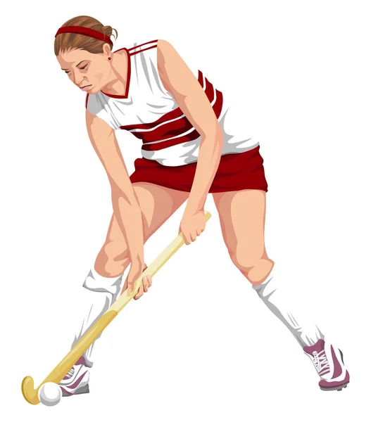 Vector of female hockey player. — Stock Vector