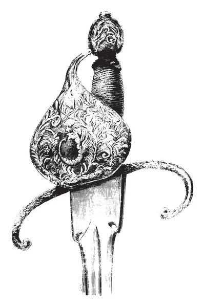 Итальянский Кинжал Xvi Века Винтажная Гравированная Иллюстрация Магасин Питтореске 1878 — стоковый вектор